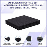 Zahara Carpet Tiles, 50 x 50cm, Black, 20pcs