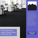 Zahara Carpet Tiles, 50 x 50cm, Black, 20pcs