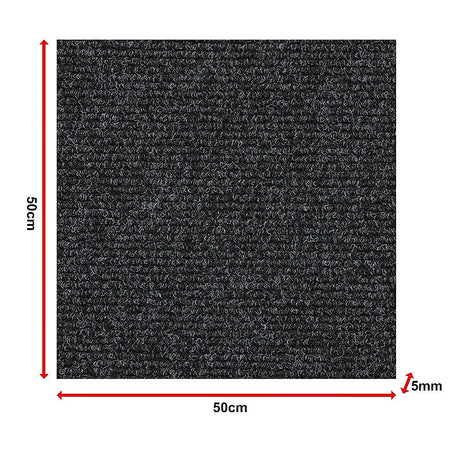 Zahara Carpet Tiles, 50 x 50cm, Black, 20pcs
