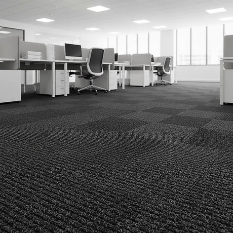 Zahara Carpet Tiles, 50 x 50cm, Black, 20pcs