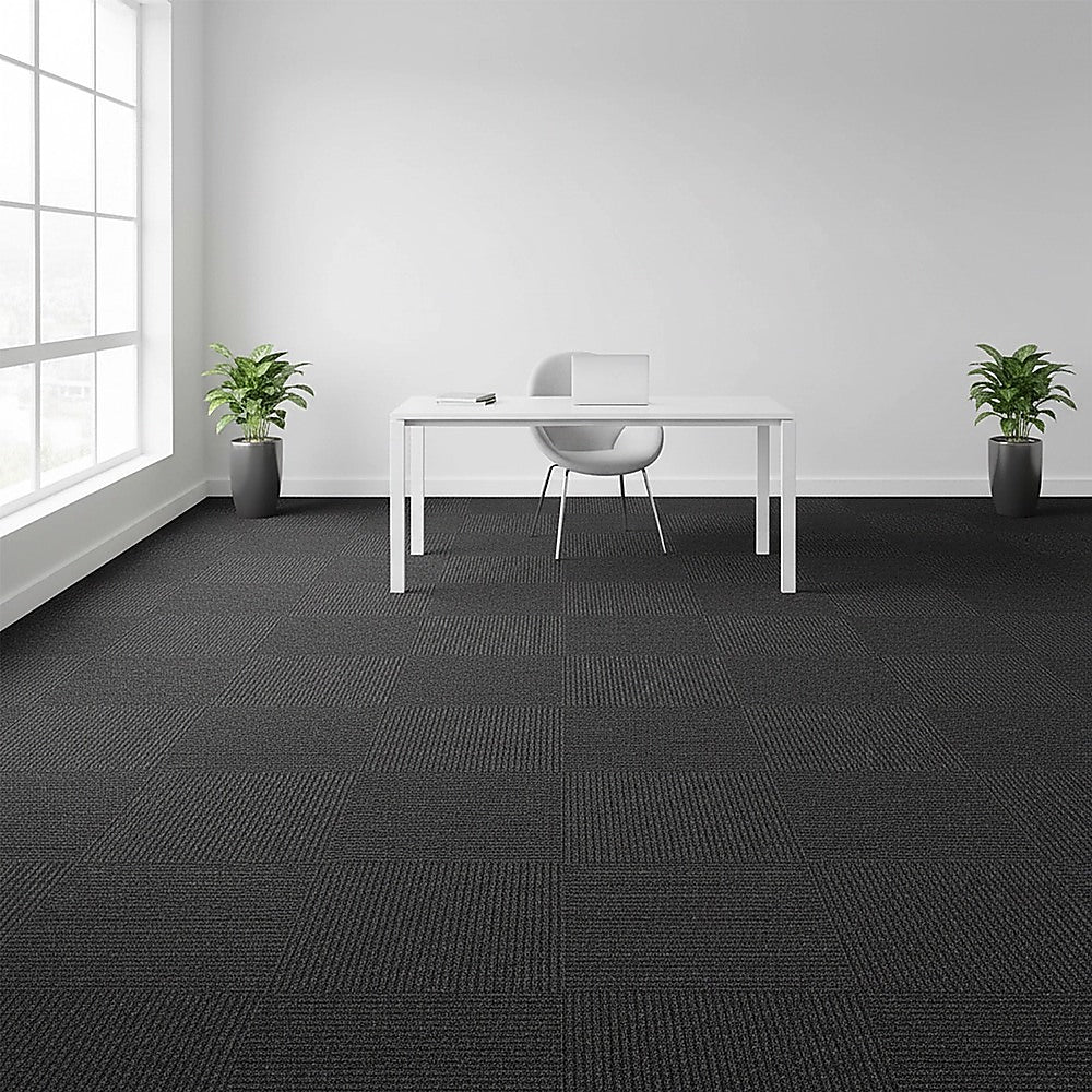 Zahara Carpet Tiles, 50 x 50cm, Black, 20pcs