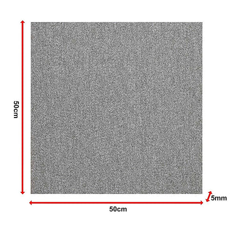 Zahara Carpet Tiles, 50 x 50cm, Light Grey, 20pcs
