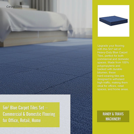 Zahara Carpet Tiles, 50 x 50cm, Blue, 20pcs