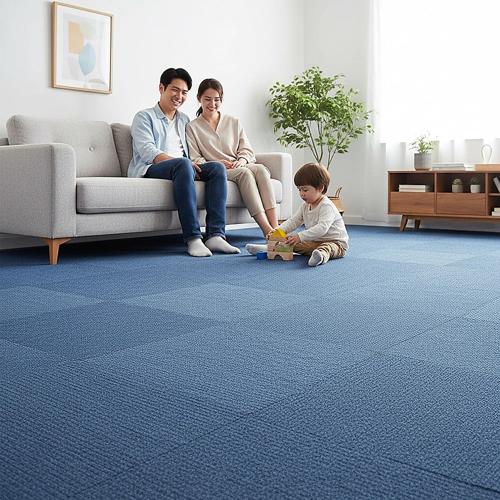 Zahara Carpet Tiles, 50 x 50cm, Blue, 20pcs