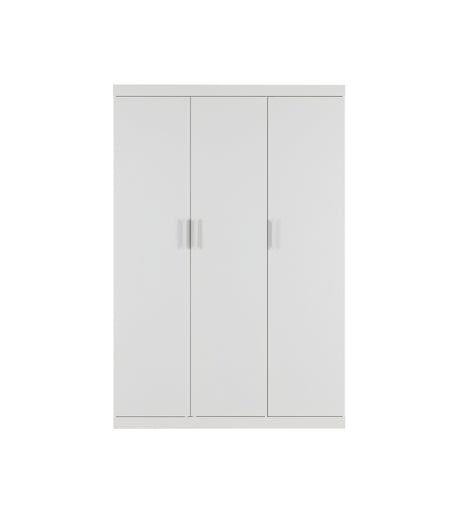 Elegant White Gloss 3-Door Wardrobe with Shelves