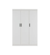 Modern White Gloss 3-Door Wardrobe with Black Handles