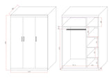Modern White Gloss 3-Door Wardrobe with Black Handles