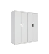 Elegant White Gloss 4-Door Wardrobe with Storage