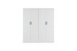 Elegant White Gloss 4 Door Wardrobe with Gold Handles