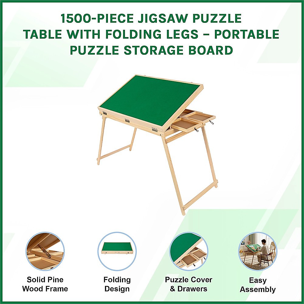 Jigsaw puzzle table folded for storage