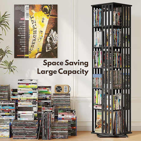 Glenelg 6 Tier Rotating Bookshelf, Black