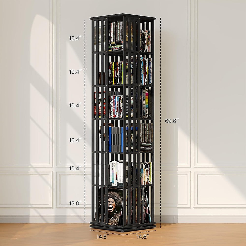 Glenelg 6 Tier Rotating Bookshelf, Black