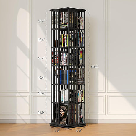 Glenelg 6 Tier Rotating Bookshelf, Black