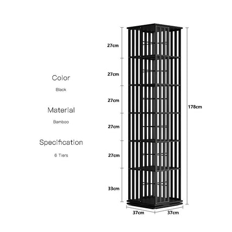 Glenelg 6 Tier Rotating Bookshelf, Black