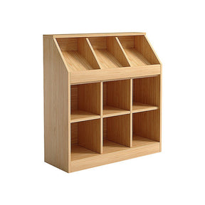 Poteriteri light oak slanted top open shelf bookcase