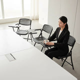 Nannup black folding lecture chair with writing tablet