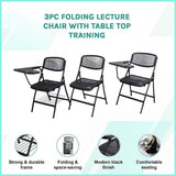 Nannup black folding lecture chair with writing tablet