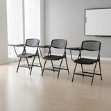 Nannup black folding lecture chair with writing tablet