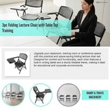 Nannup black folding lecture chair with writing tablet