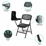 Nannup black folding lecture chair with writing tablet