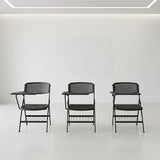 Nannup black folding lecture chair with writing tablet