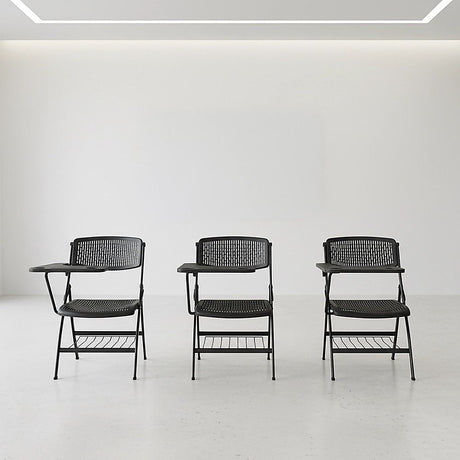 Nannup black folding lecture chair with writing tablet