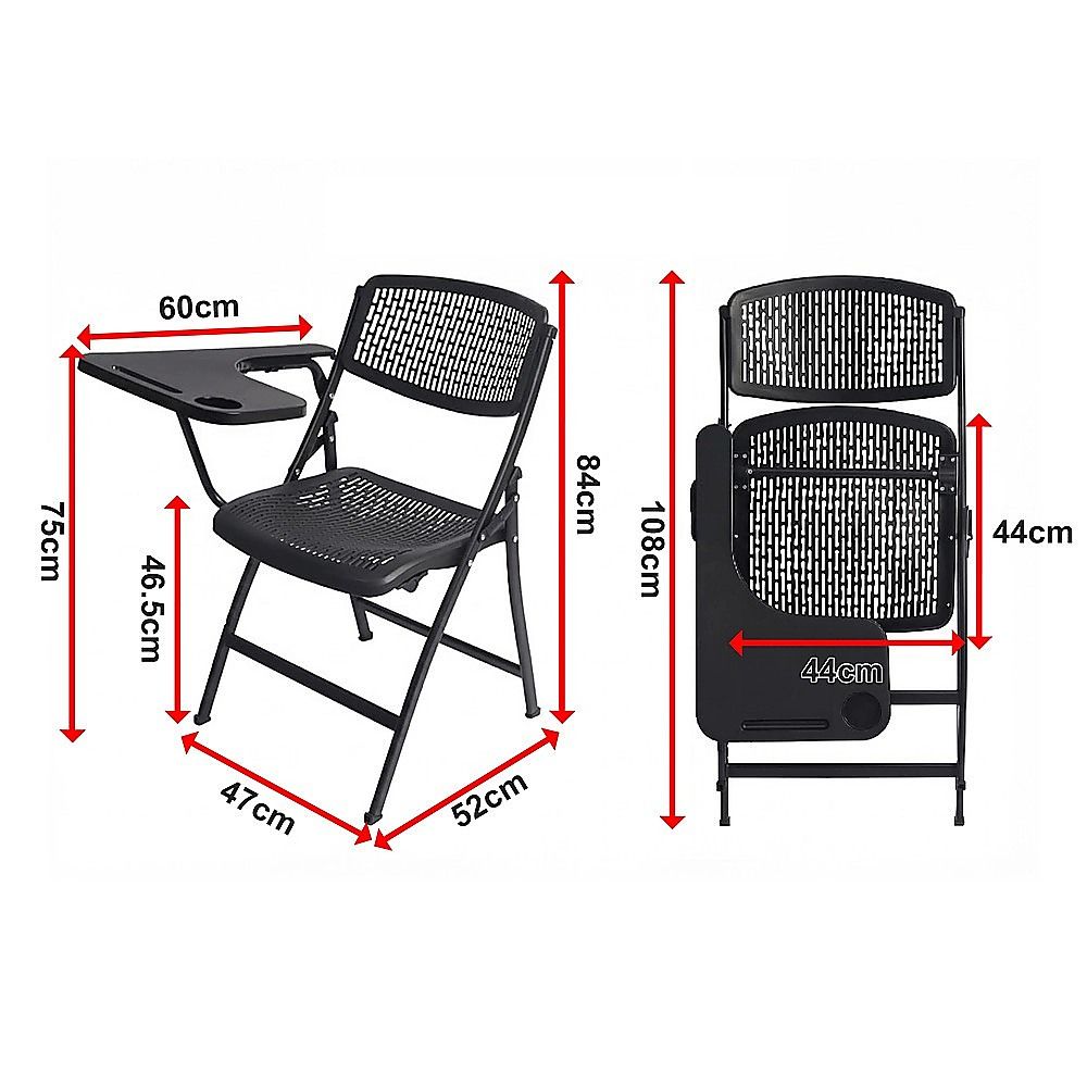 Nannup Folding Lecture Chair with Tablet, Black 3pcs