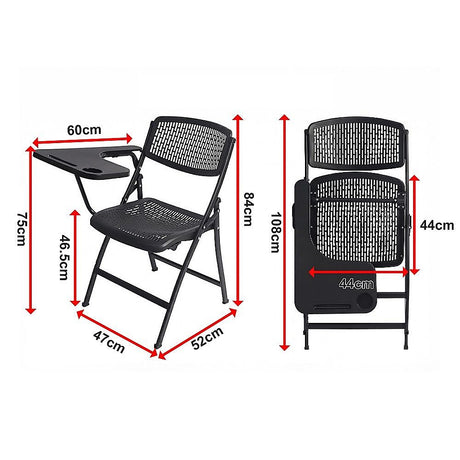 Nannup Folding Lecture Chair with Tablet, Black 3pcs