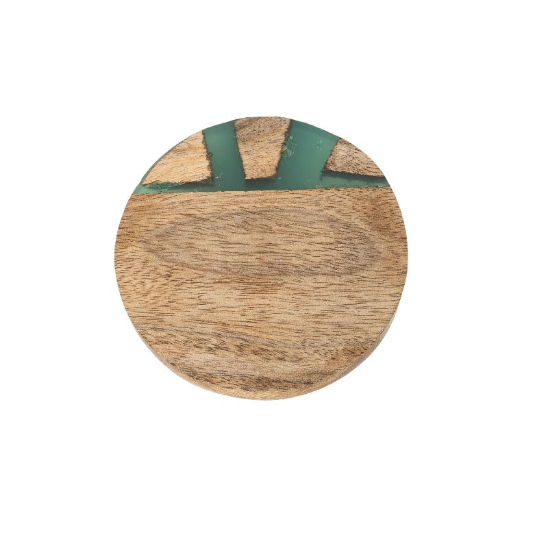 Handcrafted Coastal Finish 4pc Coaster Set w Tie 10cm