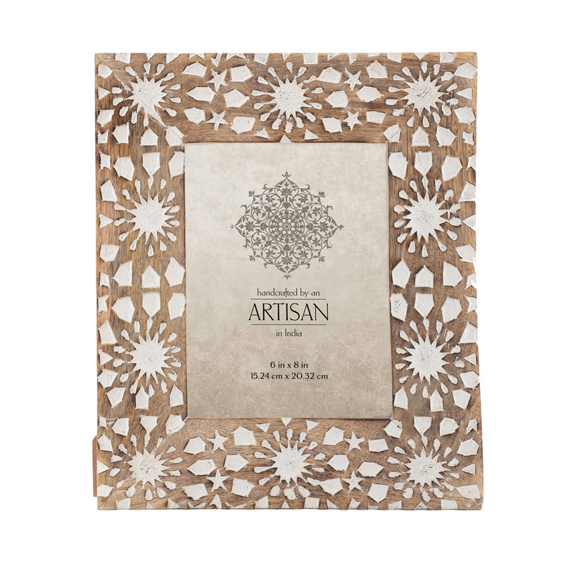 Handcrafted Sunflower Wooden Photo Frame — Rustic Distressed Finish — Allure Home Collections