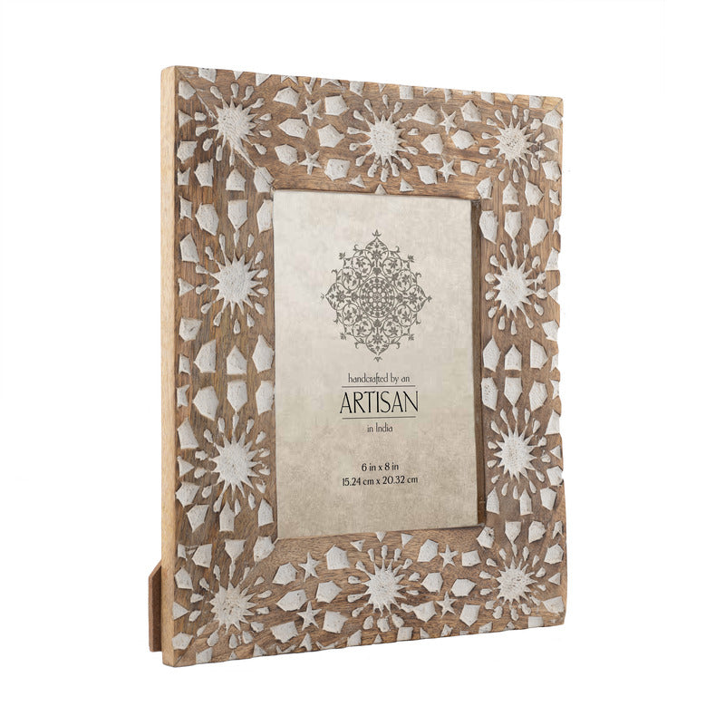 Handcrafted Sunflower Wooden Photo Frame — Rustic Distressed Finish — Allure Home Collections