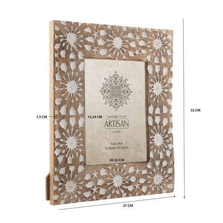 Handcrafted Sunflower Wooden Photo Frame — Rustic Distressed Finish — Allure Home Collections