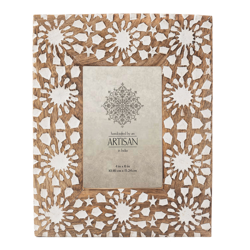 Handcrafted Sunflower Wooden Photo Frame — Rustic Distressed Finish — Allure Home Collections