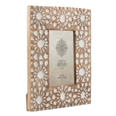 Handcrafted Sunflower Wooden Photo Frame — Rustic Distressed Finish — Allure Home Collections