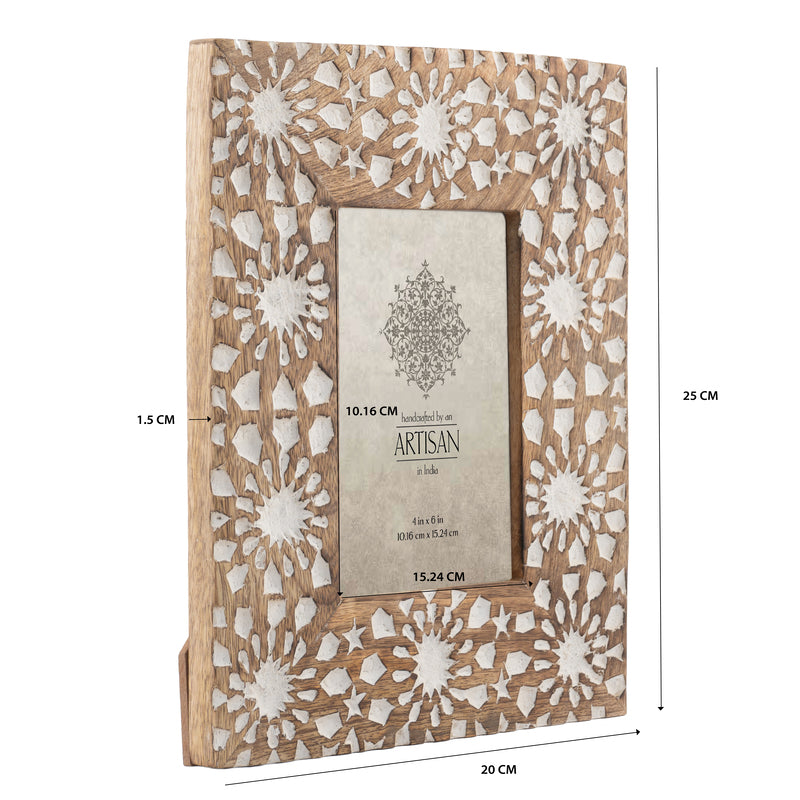 Handcrafted Sunflower Wooden Photo Frame — Rustic Distressed Finish — Allure Home Collections