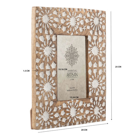 Handcrafted Sunflower Wooden Photo Frame — Rustic Distressed Finish — Allure Home Collections