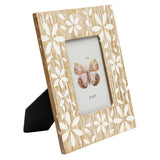 Flowers Design Decorative Photo Frame — Distressed Finish, MDF with Glass Front — Allure Home Collections