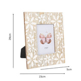 Flowers Design Decorative Photo Frame — Distressed Finish, MDF with Glass Front — Allure Home Collections