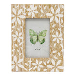 Flowers Design Decorative Photo Frame — Distressed Finish, MDF with Glass Front — Allure Home Collections