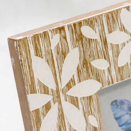 Flowers Design Decorative Photo Frame — Distressed Finish, MDF with Glass Front — Allure Home Collections