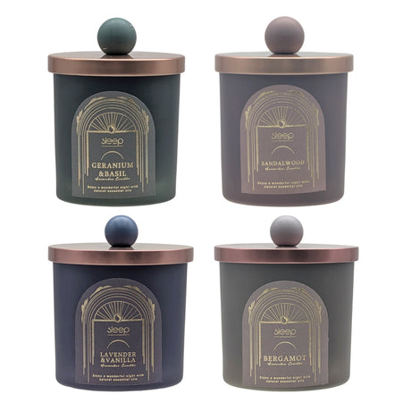 Arabian Nights scented glass candles with lids in assorted colours