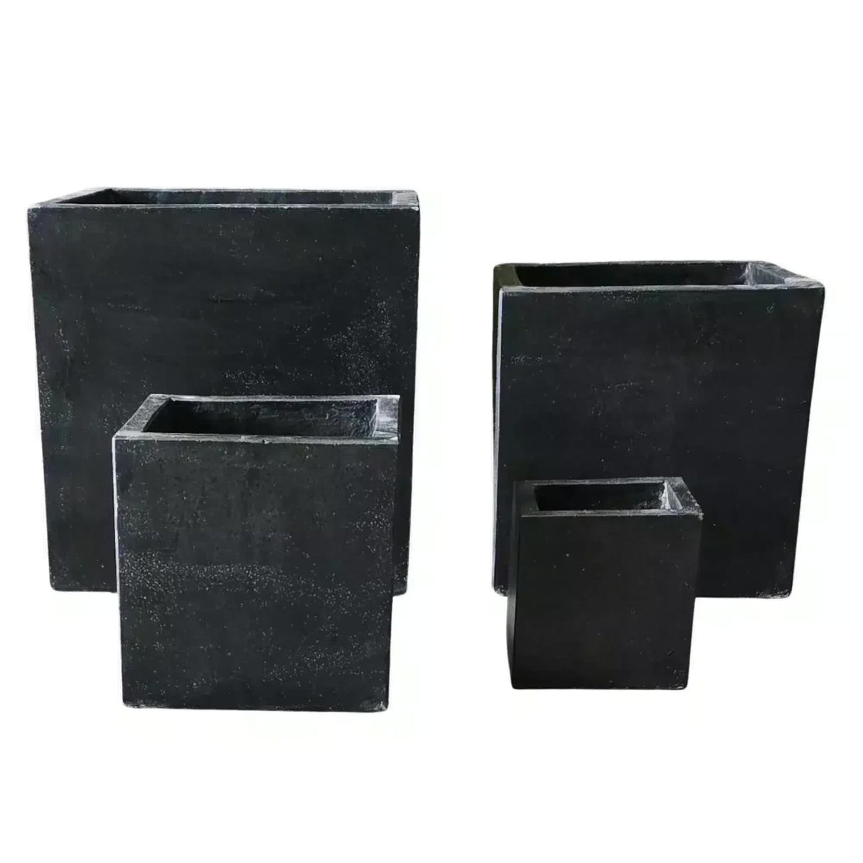 Quobba Terrazzo Concrete Planter, Black Square, Set of 4