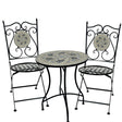 3 piece mosaic tile outdoor dining setting in multicolour with two chairs