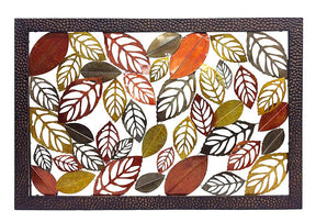 Extra large multi colour metal leaf wall art panel measuring 152 x 102 cm