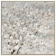 Delicate blossom canvas print in a warm natural wood frame