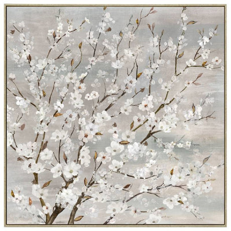 Blossom canvas wall art 80 x 80 cm in a wood frame