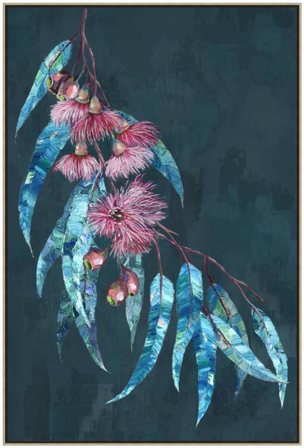 Gordon gum leaf framed canvas wall art, 60 x 90 cm, botanical print in an MDF frame