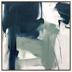 Bold expressive abstract framed canvas in a square timber frame