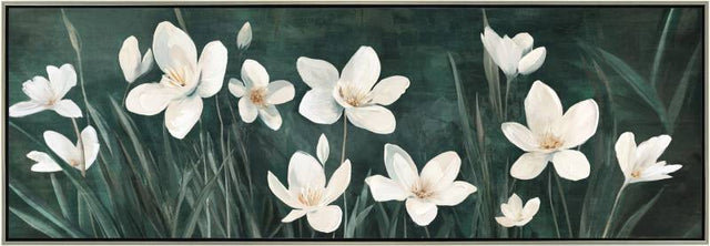 Sweeping panoramic floral framed wall art in a wide landscape format