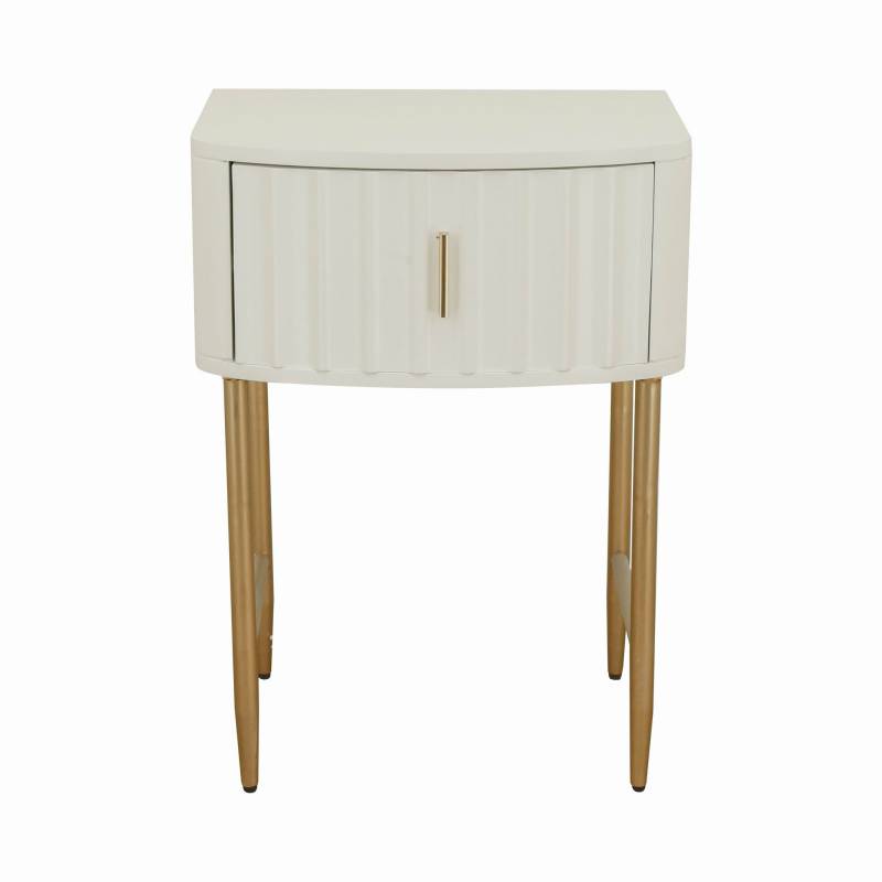 Repentance Creek Industrial Bedside Table, White and Gold